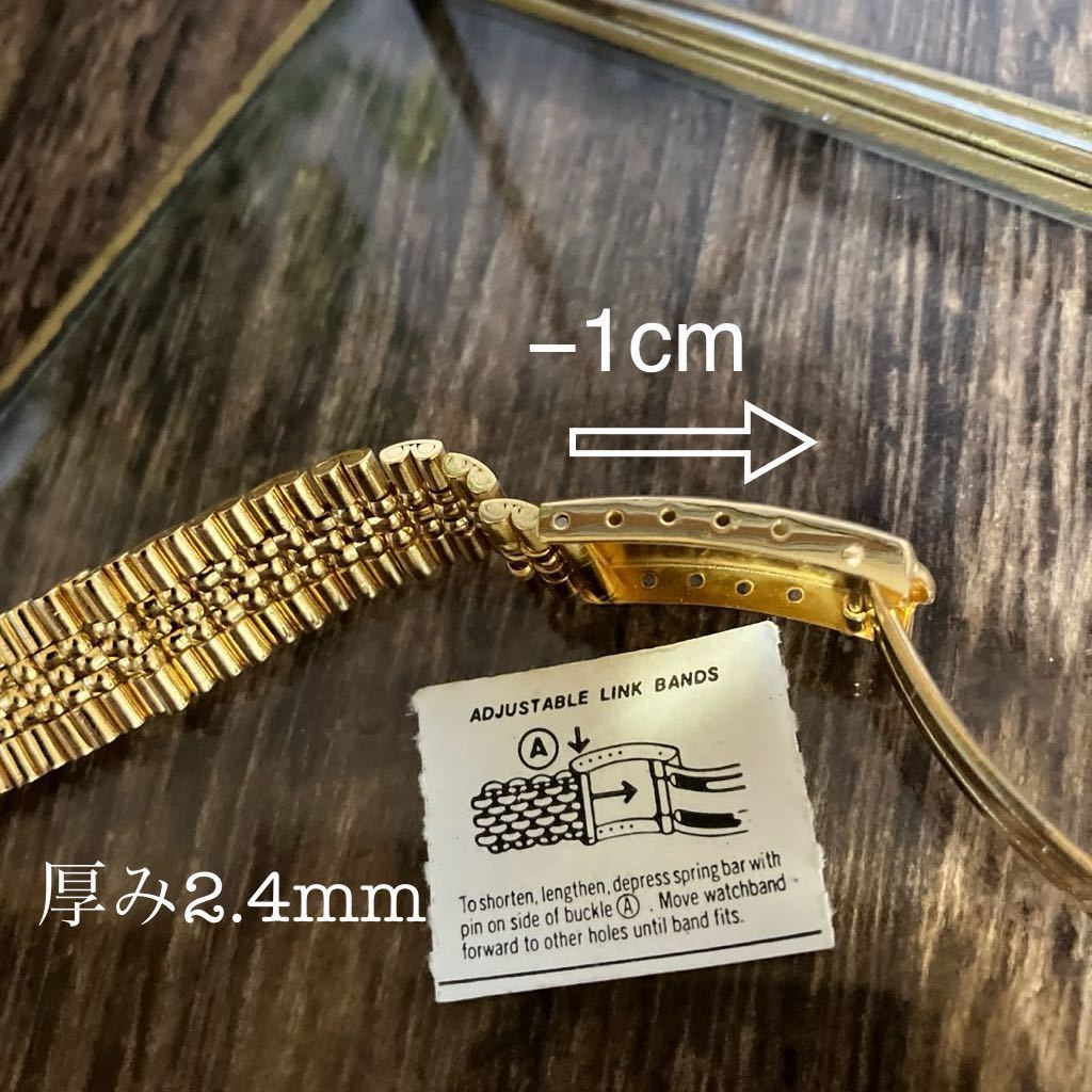 14mm 金色　弓管　腕時計バンド　時計ベルト　ヴィンテージ　中古品　センターライス_画像5