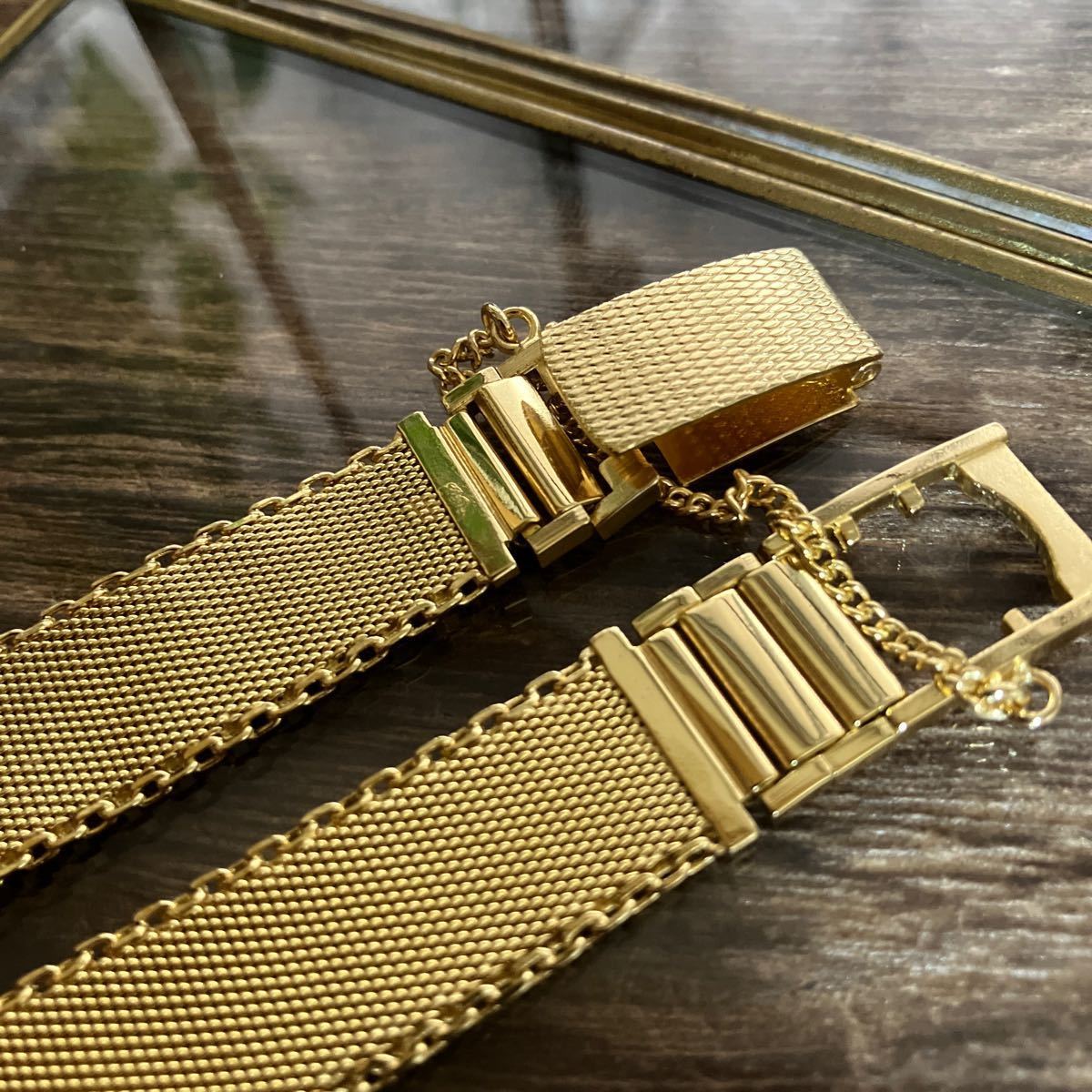 20mm 金色 ヴィンテージ 腕時計ベルト 腕時計バンド 金属ブレス 中古品の画像2