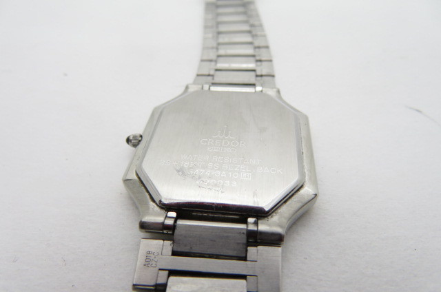 1円～【動作品　ベルト切れ】SEIKO セイコー CREDOR クレドール　メンズ　クオーツ腕時計　K18YGxSSべゼル　5A74-3A10　12-11-8_画像4