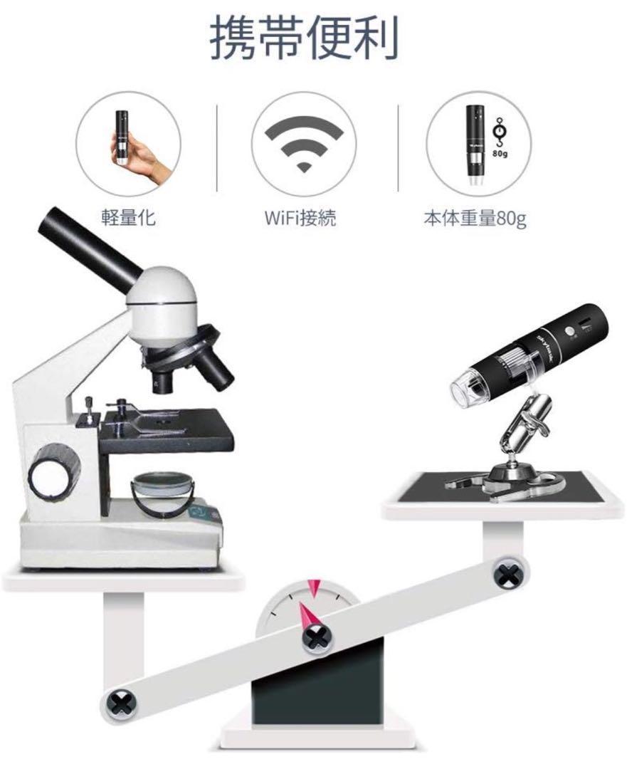 即納　Wifiデジタル顕微鏡 2MP 50-1000倍 充電式usb 電子拡大鏡