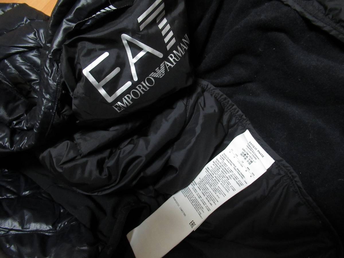 ★771 エンポリオアルマーニ EA7 お洒落な黒ダウンジャケット EU Mサイズ　ARMANI_画像5