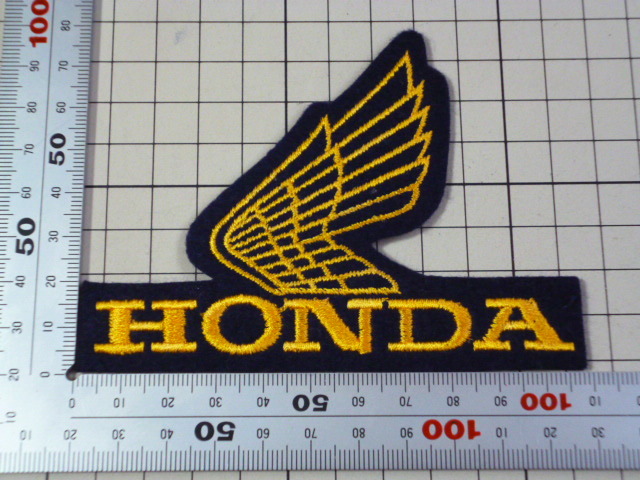 HONDA 純正品 ウイングマーク ワッペン 当時物 です(刺繍/黄色/108×80mm) 70年代 80年代 ビンテージ ホンダの画像2