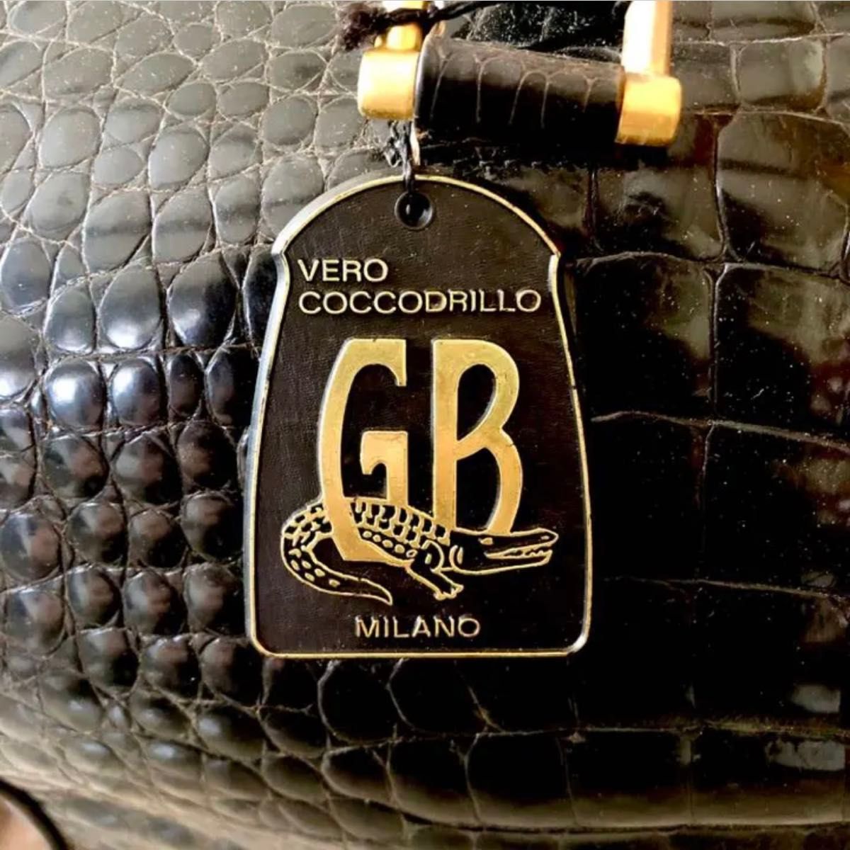GB G BORRI　VERO COCCODRILLO　ボストンバッグ　クロコダイル クロコ　イタリア製　黒　未使用 タグ付き