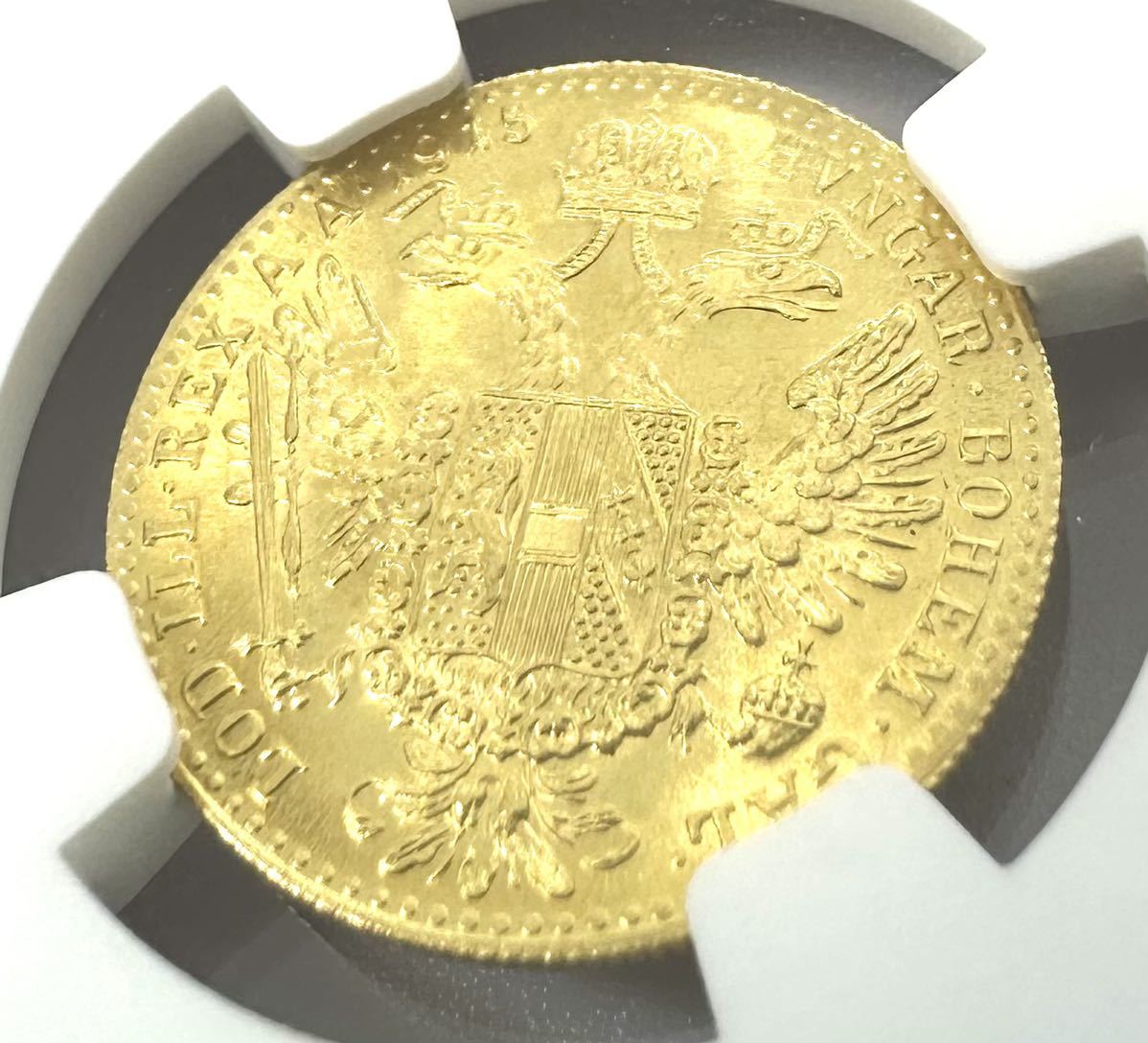 1915　オーストリア　ダカット金貨　リストライク　フランツ・ヨーゼフ　NGC MS67_画像4