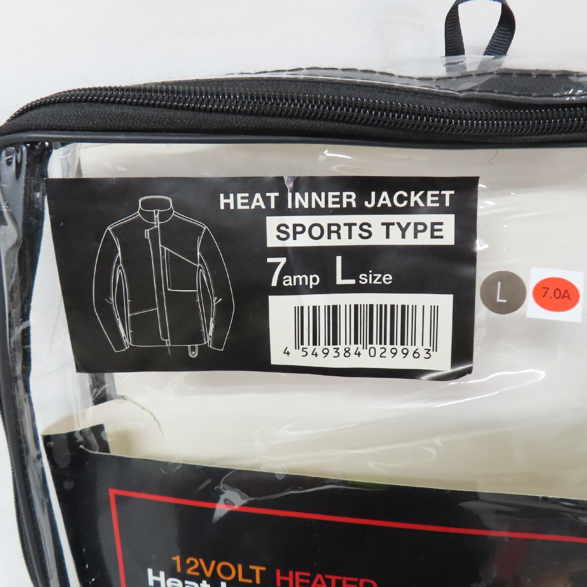 【試着のみ】【未使用】【美品】HEAT MASTER ヒートマスター ヒートインナージャケット Lサイズ SPORTS TYPE 7amp 12V 電熱 ウェア 防寒_画像3