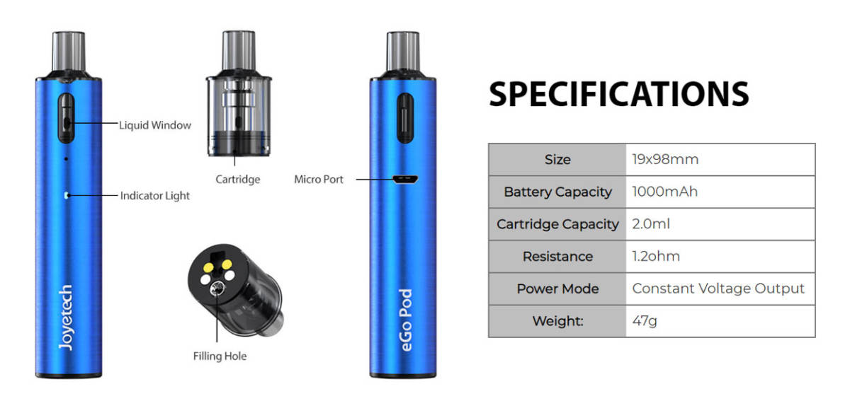 新品 Joyetech eGo pod kit ブラック イーゴ ポッド ジョイテック スターターキット 電子タバコ　Vape　ベイプ_画像9