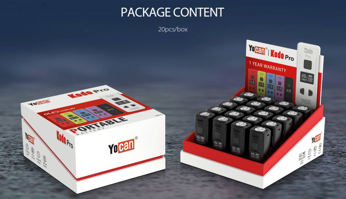 新品 Yocan Kodo Pro 白 510規格 液晶付き コンパクトバッテリー Vape mini Mod ヴェポライザー　電子タバコ　ベイプ_画像9
