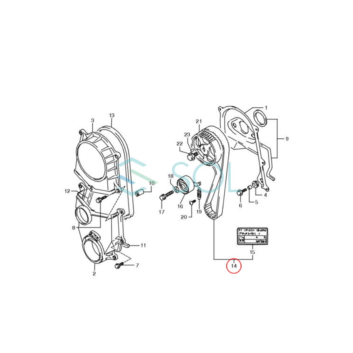 スズキ ジムニー(JA11C JA11V JA12W) ウォーターポンプ タイミングベルト 2点セット 17400-83841 11407-76G00 17400-83840_画像7