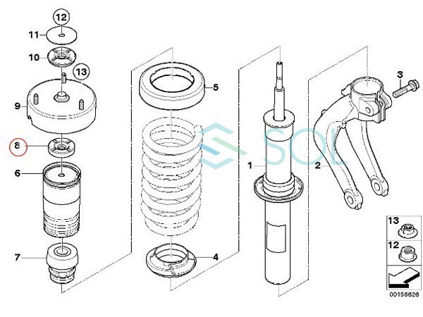 BMW E70 X5 E71 X6 フロント ストラット ショック ロアサポートマウント 左右共通 3.0si 4.8i 30i 35i 48i 50i M 31336776389_画像2