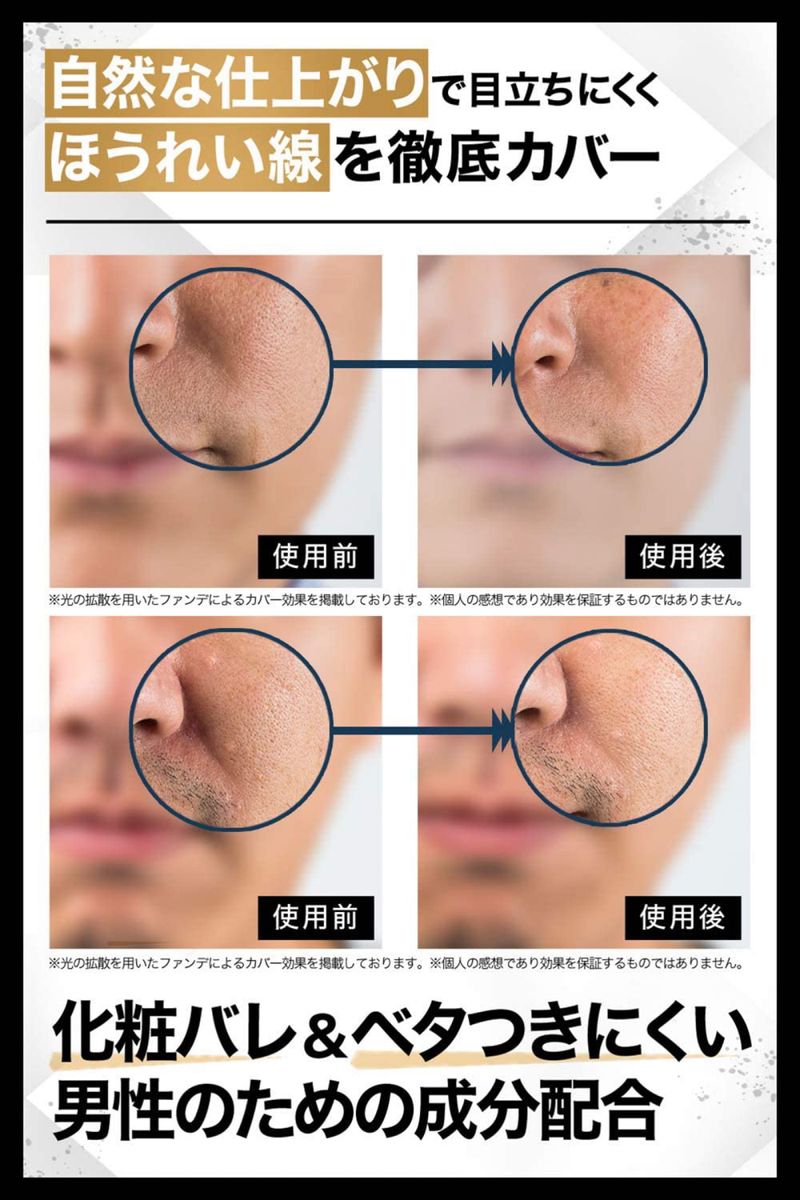 【 メンズ 男性用 ほうれい線 シワ 最短5秒カバー スキンケア グッズ クリーム 】ホレサセンネ 日本製