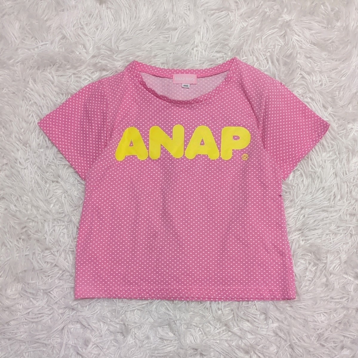 【1円スタート】ANAPKIDS　アナップキッズ　半袖　Tシャツ　110cm　ロゴ　ピンク　水玉　ドット　キッズ　子供服_画像1