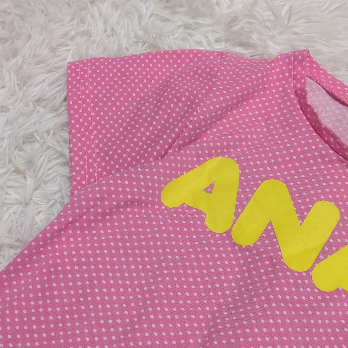 【1円スタート】ANAPKIDS　アナップキッズ　半袖　Tシャツ　110cm　ロゴ　ピンク　水玉　ドット　キッズ　子供服_画像3