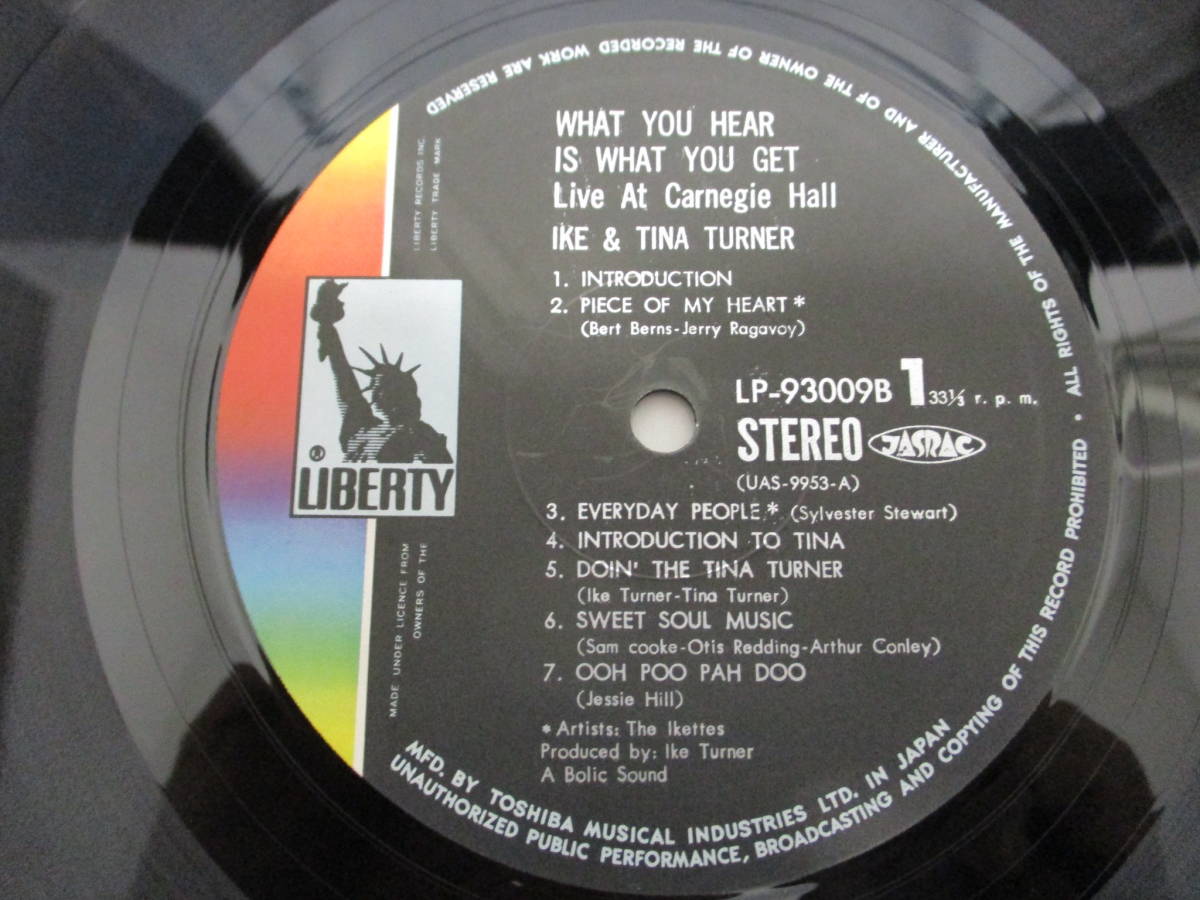 Ike & Tina Turner / What You Hear is What You Get Live At Carnegie Hall アイク＆ティナ・ターナー 国内盤 初回 2LP 帯付の画像5