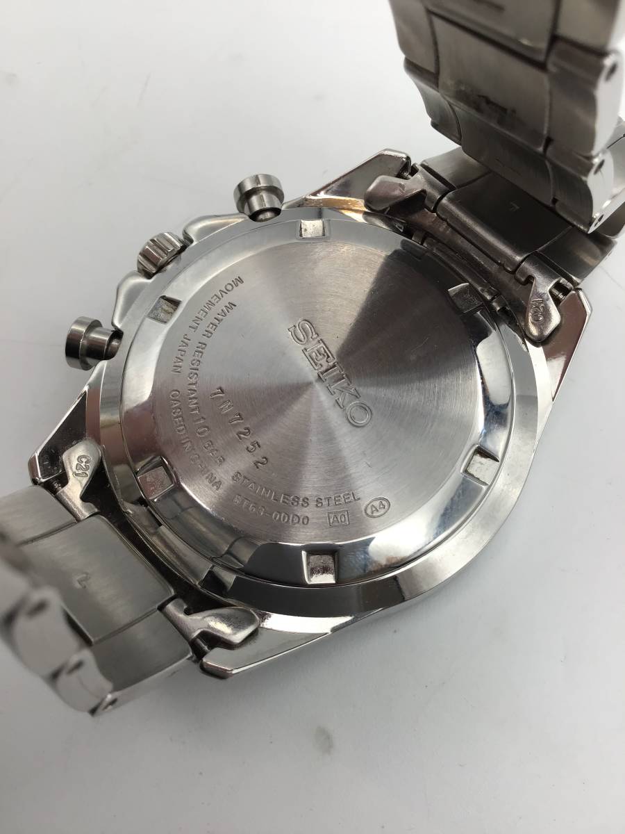 #7509　SEIKO/セイコー クロノグラフ 稼働 メンズ腕時計 8T63-00D0 ステンレス クォーツ ケース幅4㎝ 手首周り約21㎝_画像5