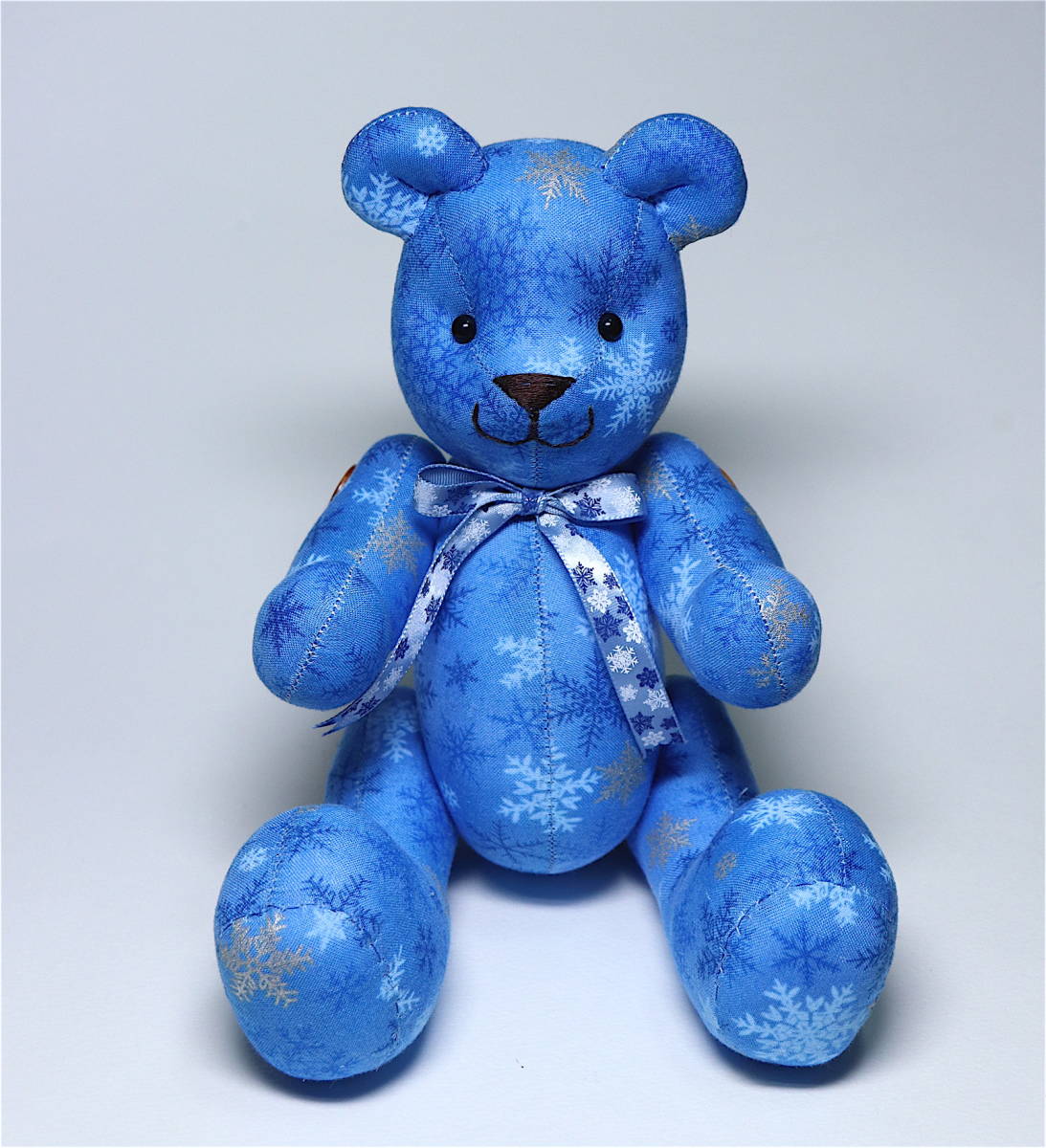 [ hand made ] snow. crystal blue Christmas teddy bear handmade .. bear soft toy [ new goods unused ]