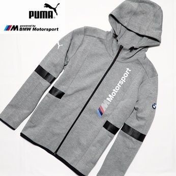 新品◆PUMA×BMW フーデッドジャケット グレー Mサイズ(US M)◆ジップジャケット