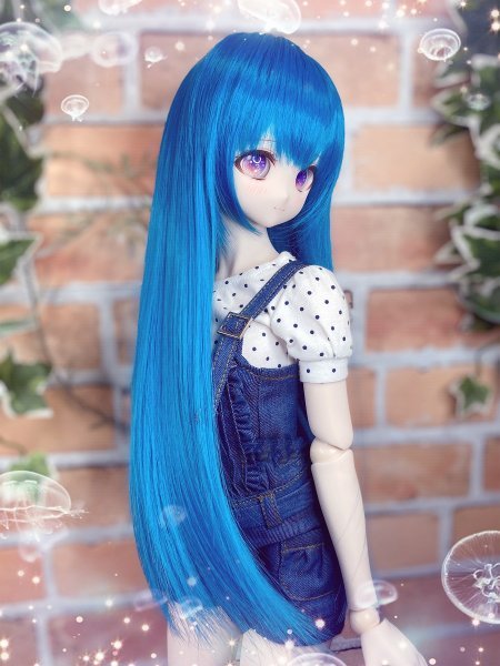 ●ドールウィッグ*ロングヘアー*ブルーオーシャン*9～9.5インチ（MDD DD SD SmartDollなど）●doll wig*dollwig●_画像3