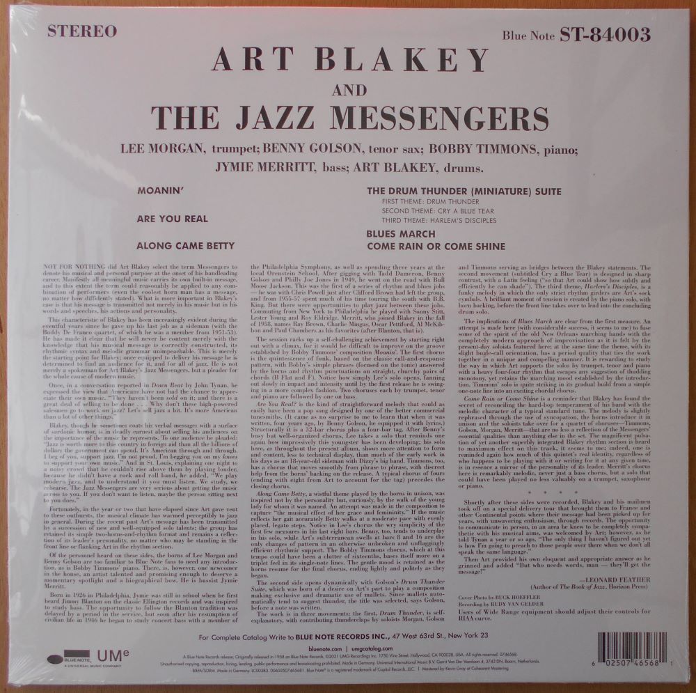 ■新品■Art Blakey アート・ブレーキー/moanin'(LP) Lee Morgan リー・モーガン　Benny Golson ベニー・ゴルソン_画像2