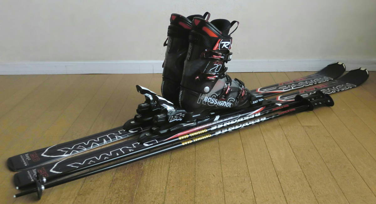 ■■即日発送OK■送料無料■即決■SALOMON＋ROSSIGNOL■カービングスキー4点セット■板158/靴26.5■WAX済■■_画像5