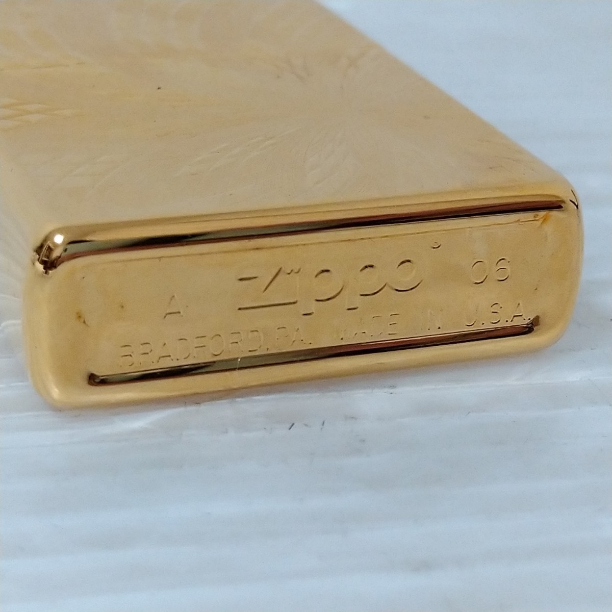 ZIPPO ジッポ ダイヤモンドカット スパイラル ゴールドカラー ジッポー 動作品 喫煙具_画像8