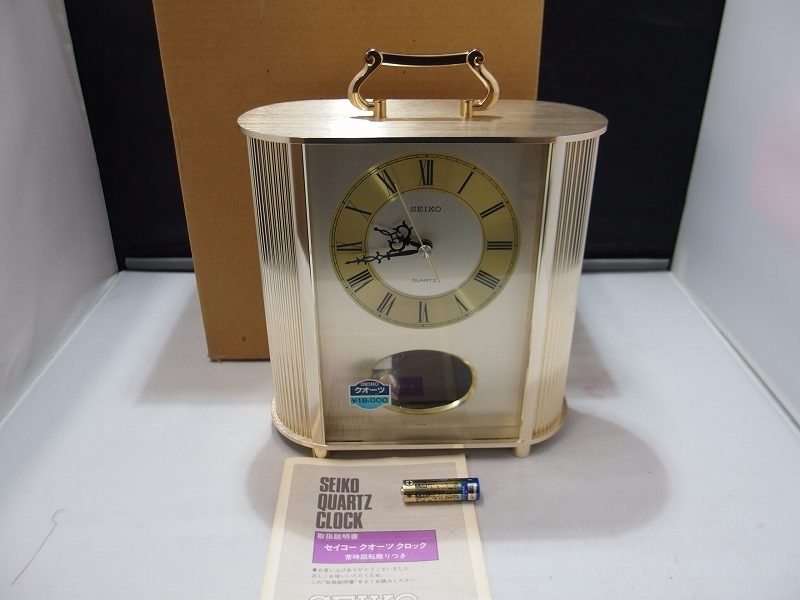 期間限定セール セイコー SEIKO 置き時計 クォーツクロック 常時回転飾り付き QZ 496 G_画像1