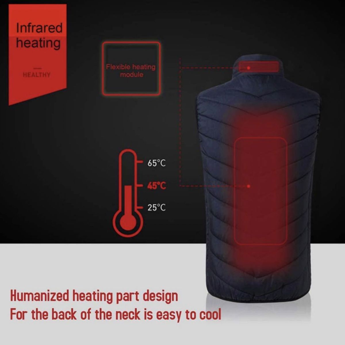 電熱ベスト USB ジャケット 秋冬 保温 防寒 加熱服　Lサイズ