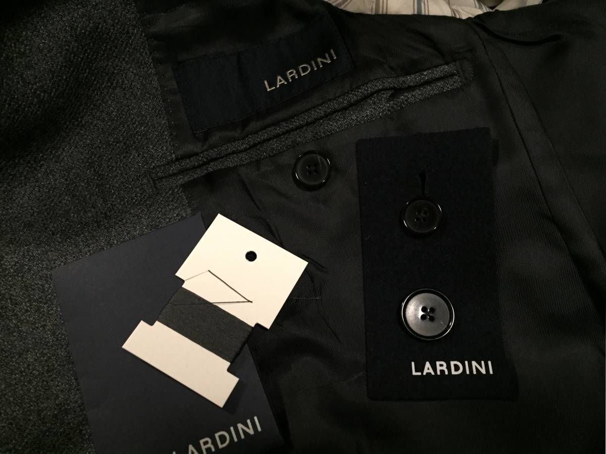 LARDINI ラルディーニ スーツ サイズ44 イタリア製 グレー サキソニー フランネル 新品同様品 新タグ 純正ハンガー付き_画像3