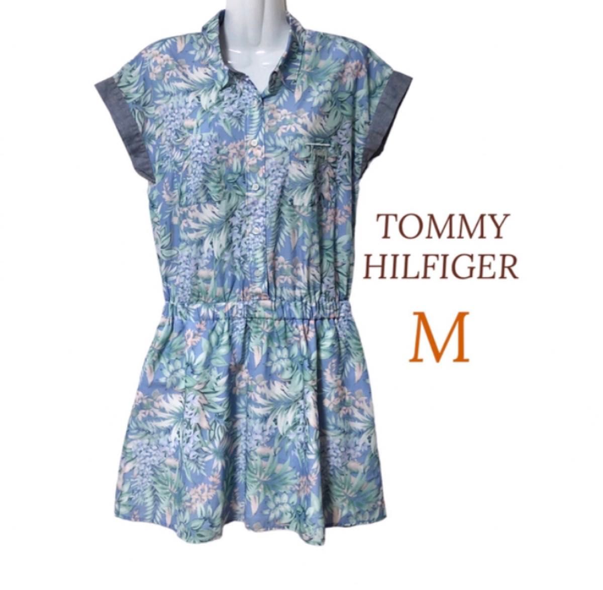 TOMMY  シャツワンピース M トミーヒルフィガー  花柄  ノースリーブ チュニック マルチカラー