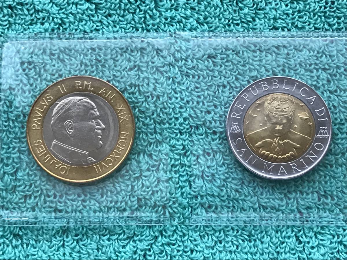  原文:サンマリノ & バチカン市国・1995-1999・バイメタル貨セット