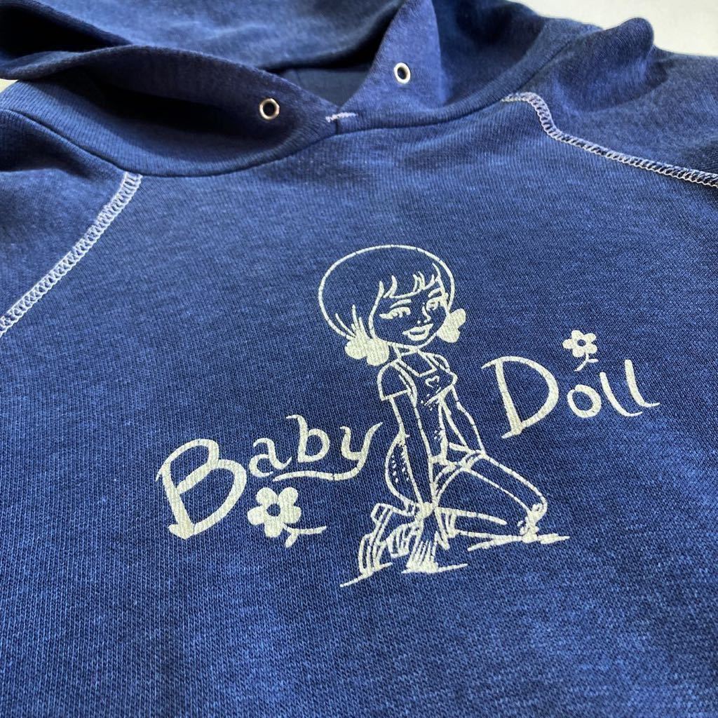 良好☆ビッグサイズ 70s USA製 Sportswear Baby Doll パーカー XL 紺 ビンテージ ラグランスリーブ ネイビー 80s スウェット_画像6