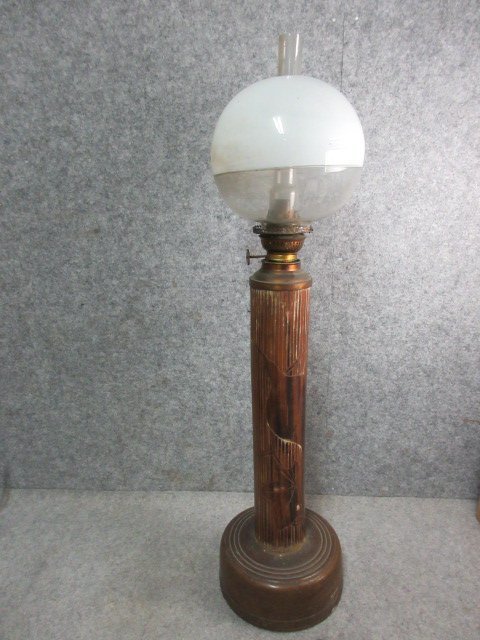 置きランプ [B22201] 高さ73cm ほやの直径16cm 白透明ホヤ レトロ アンティーク 洋灯 照明 火屋 オイル 骨董