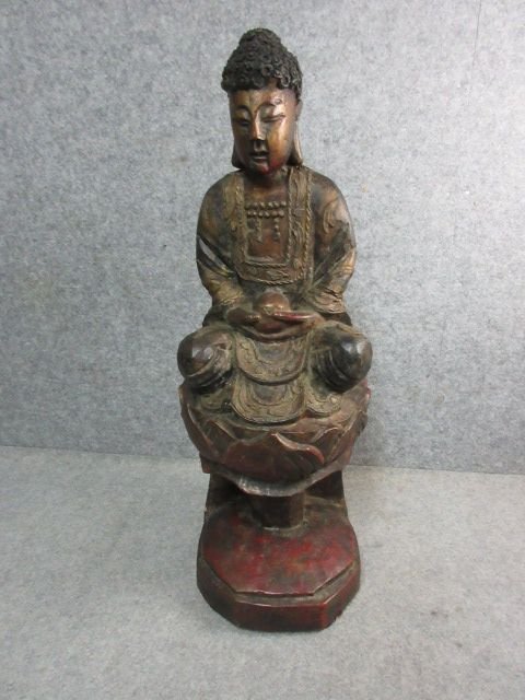 仏像 [B22341] 高さ61cm 直径23cm 木彫り 彫刻 アンティーク 古玩 古美術 仏教 美術