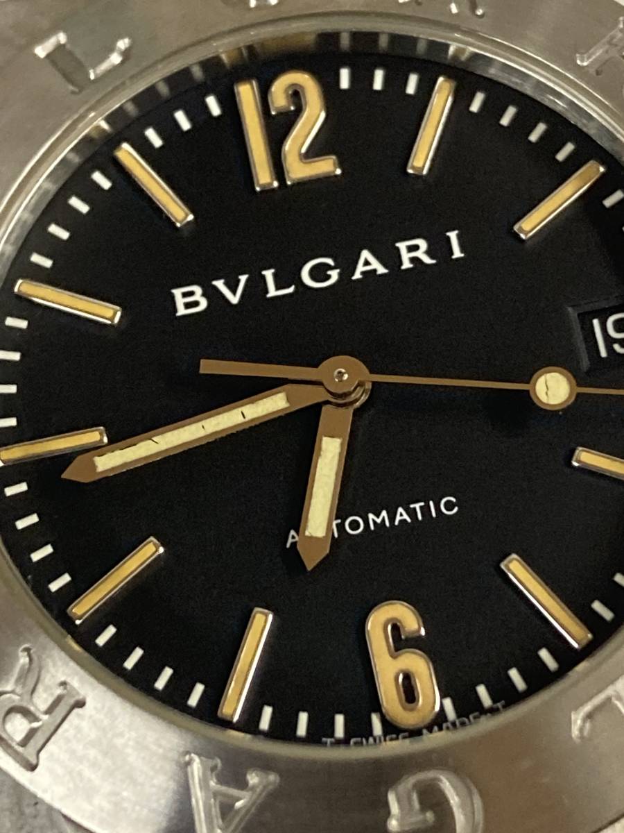 １円スタート！ブルガリ BVLGARI ディアゴノ スポーツ デイト オートマティック LCV35S 自動巻 SS/レザー メンズ 男性用 腕時計_画像10