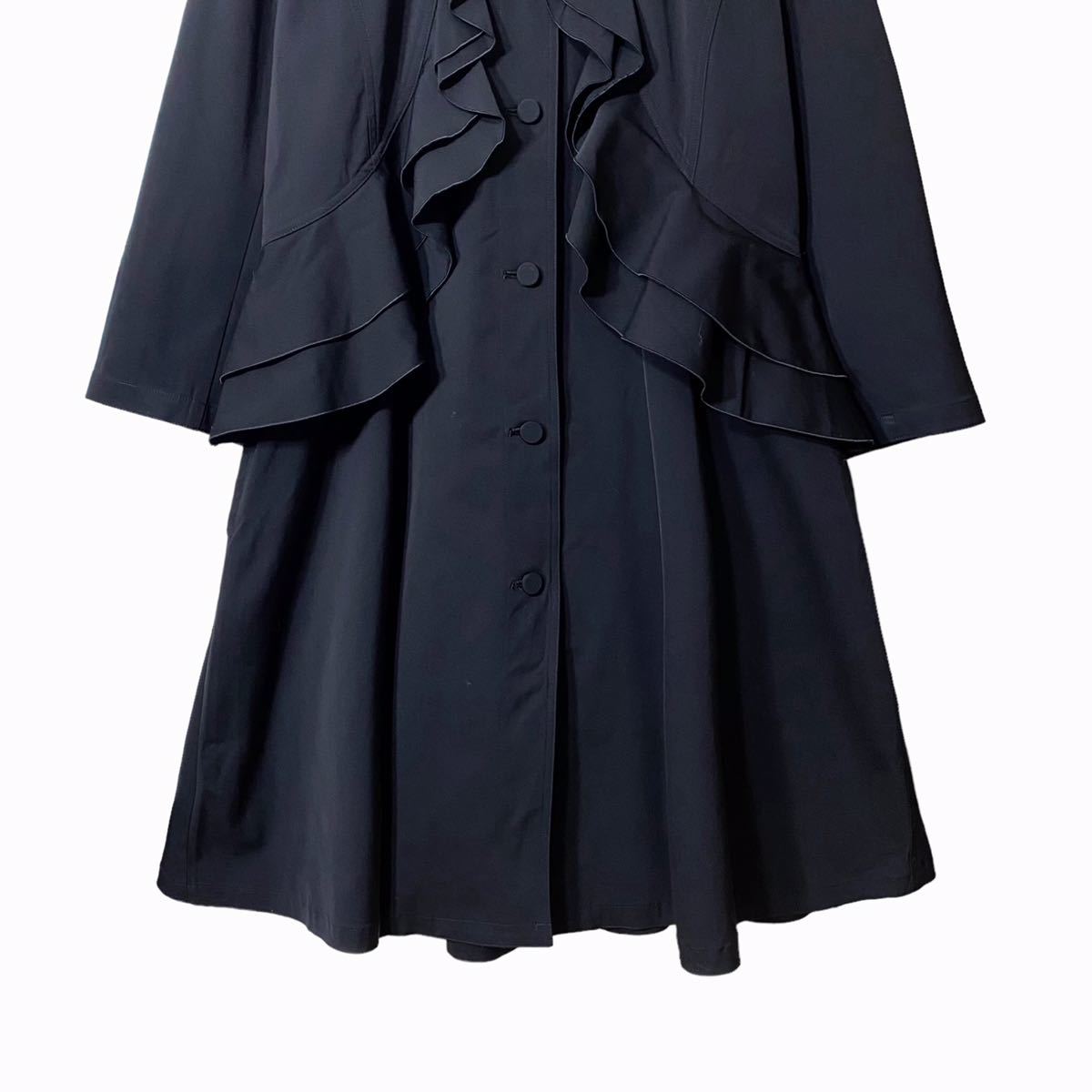 【TOKUKO 1er VOL 】美品 フリルカラー ロングコート ブラック