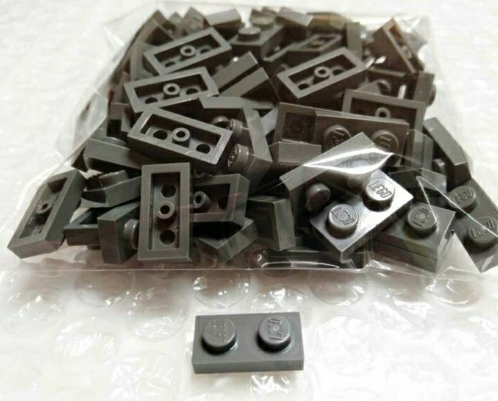 100個 1×2 ダークグレー プレート LEGO レゴ 未組み立て 未使用 パーツ 部品の画像1