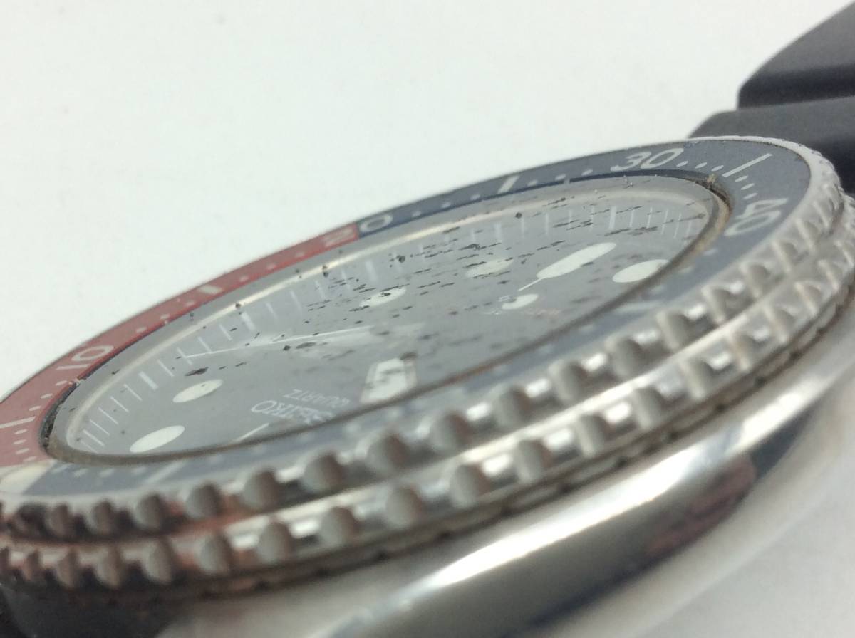 RR4□＜QZ/稼働＞腕時計 セイコー 7548-700B ダイバー 150M デイデイト メンズ腕時計 現状品 □_風防全面に欠けございます。