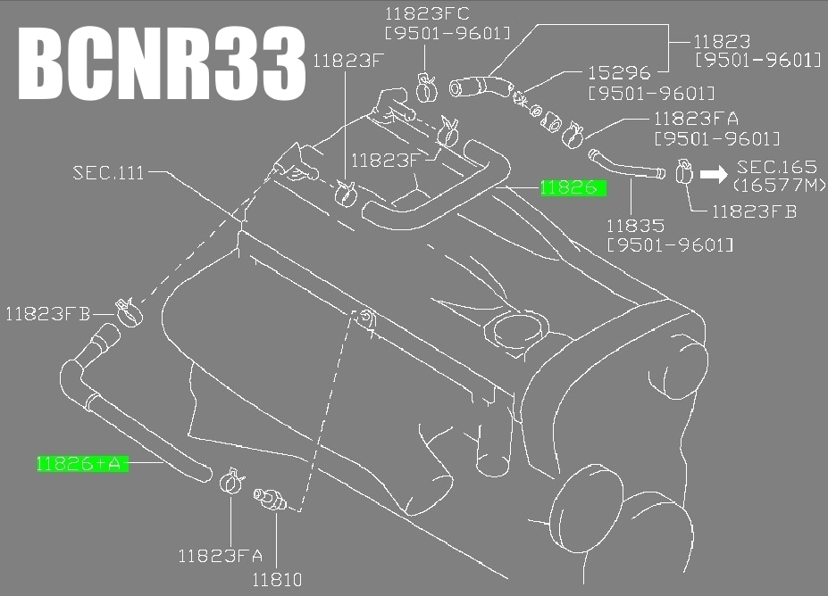 【日産純正新品】 NISSAN BCNR33 BNR34 未使用品 GTR スカイライン GT-R ★超希少品★ ブローバイホース 2本セット_画像2