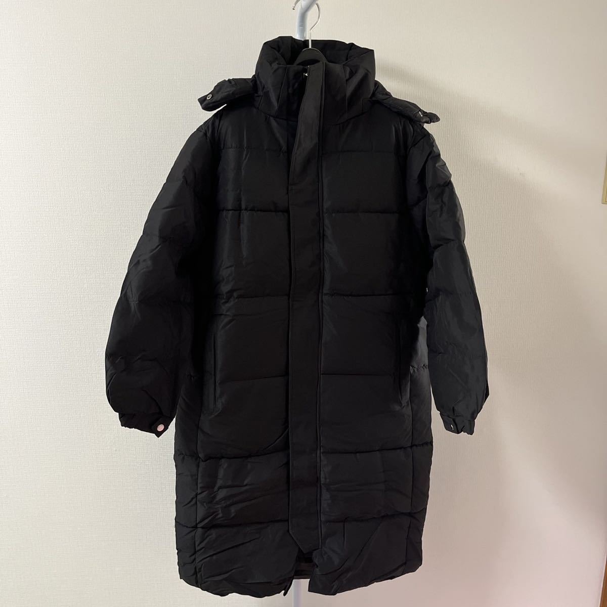 XLサイズ ロングダウンコート 中綿コート ベンチコート フード レディース ブラック【554】ロングコート