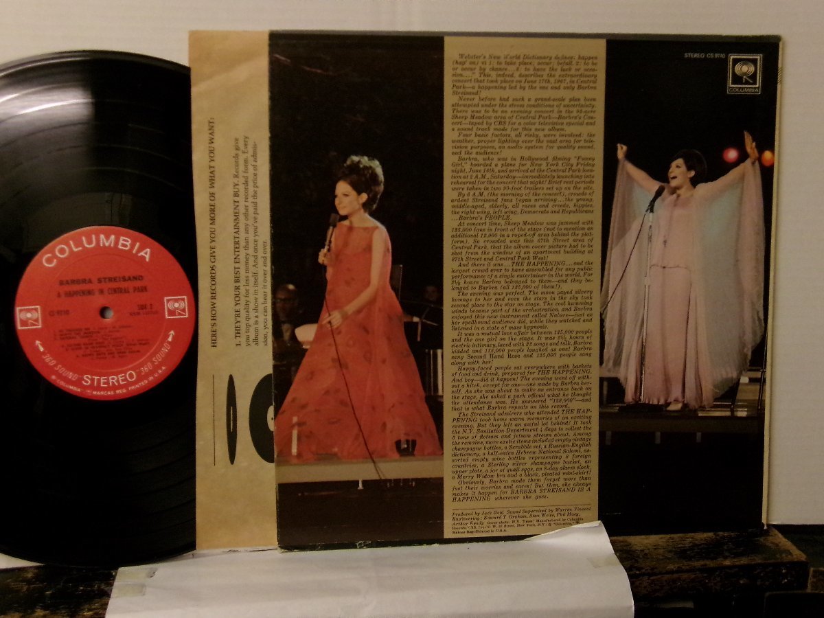 ▲LP BARBRA STREISAND バーブラ・ストライザンド / A HAPPENING IN CENTRAL PARK 輸入盤 CBS CS9710◇r51202_画像2