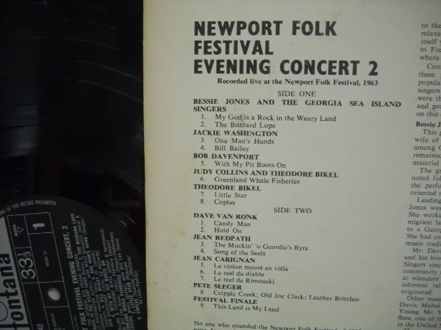 [LP] V.A. / THE NEWPORT FOLK FESTIVAL 1963 VOL. 2 ニューポート・フォーク・フェスティバル UK盤 FONTANA TFL 6042 ◇51129の画像3