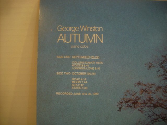 ● 輸入USA盤 LP GEORGE WINSTON / AUTUMN PIANO SOLOS ジョージ・ウィンストン オータム ピアノソロ 1980年 WH-1012 ◇r51211の画像3