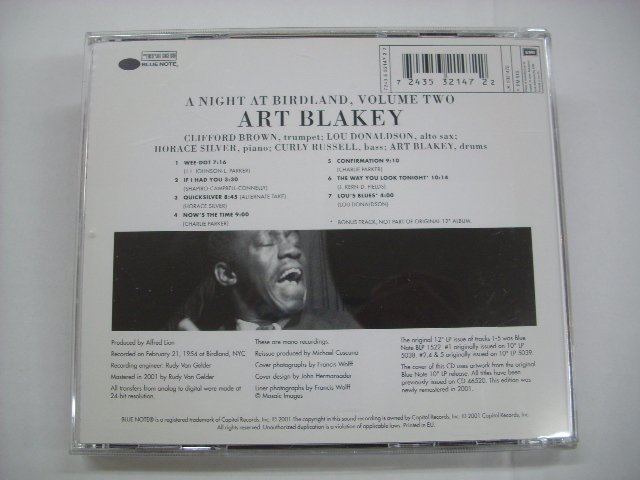 [輸入EU盤 CD] ART BLAKEY QUINTET / A NIGHT AT BIRDLAND VOLUME TWO アート・ブレイキー バードランド VOL.2 1954年 ◇r51218_画像2