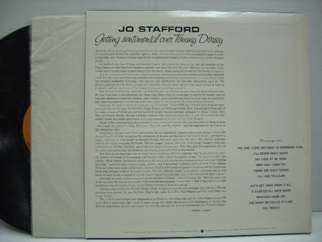 [LP] JO STAFFORD / GETTING SENTIMENTAL OVER TOMMY DORSEY /ジョー・スタッフォード トミーにセンチ 国内盤ワーナー　P-6156R ◇r51220_画像2