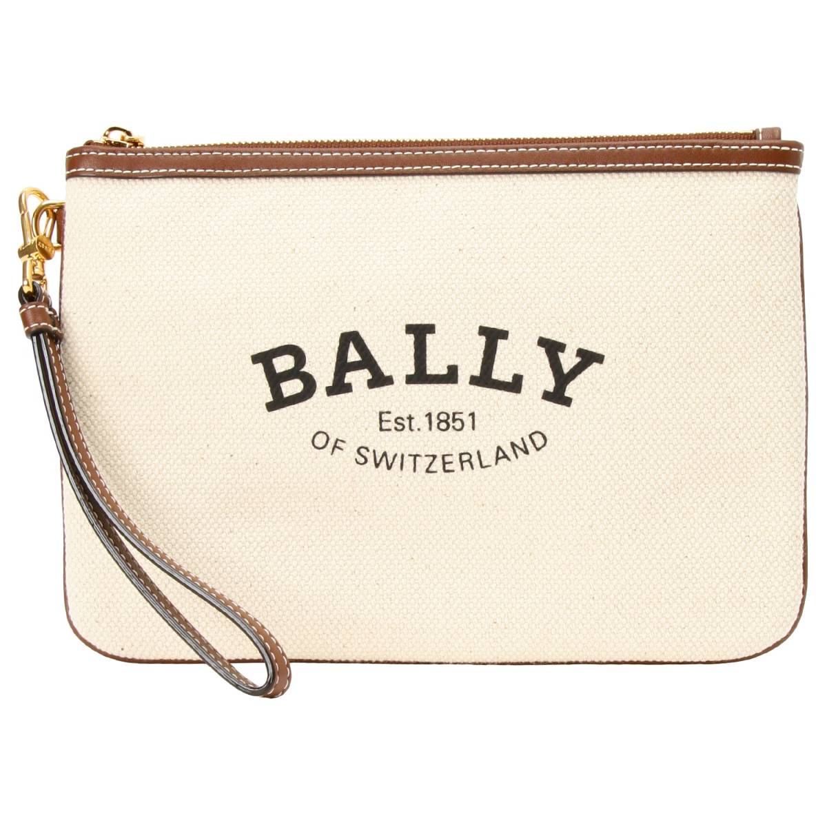 バリー BALLY WLO00J CV014 I135O ロゴプリント ハンドポーチ クラッチバッグ ナチュラル/ブラウン レディース メンズ ユニセックス_画像1