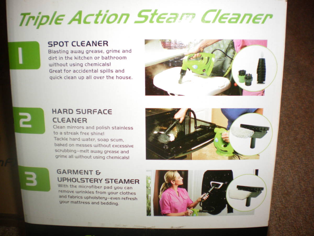 未使用品 H2O SteamFX ハンディスチーマー テレビでおなじみ スチームクリーナー 高圧洗浄 洗車 掃除 替えモップ付き 80サイズ発送可能_画像6
