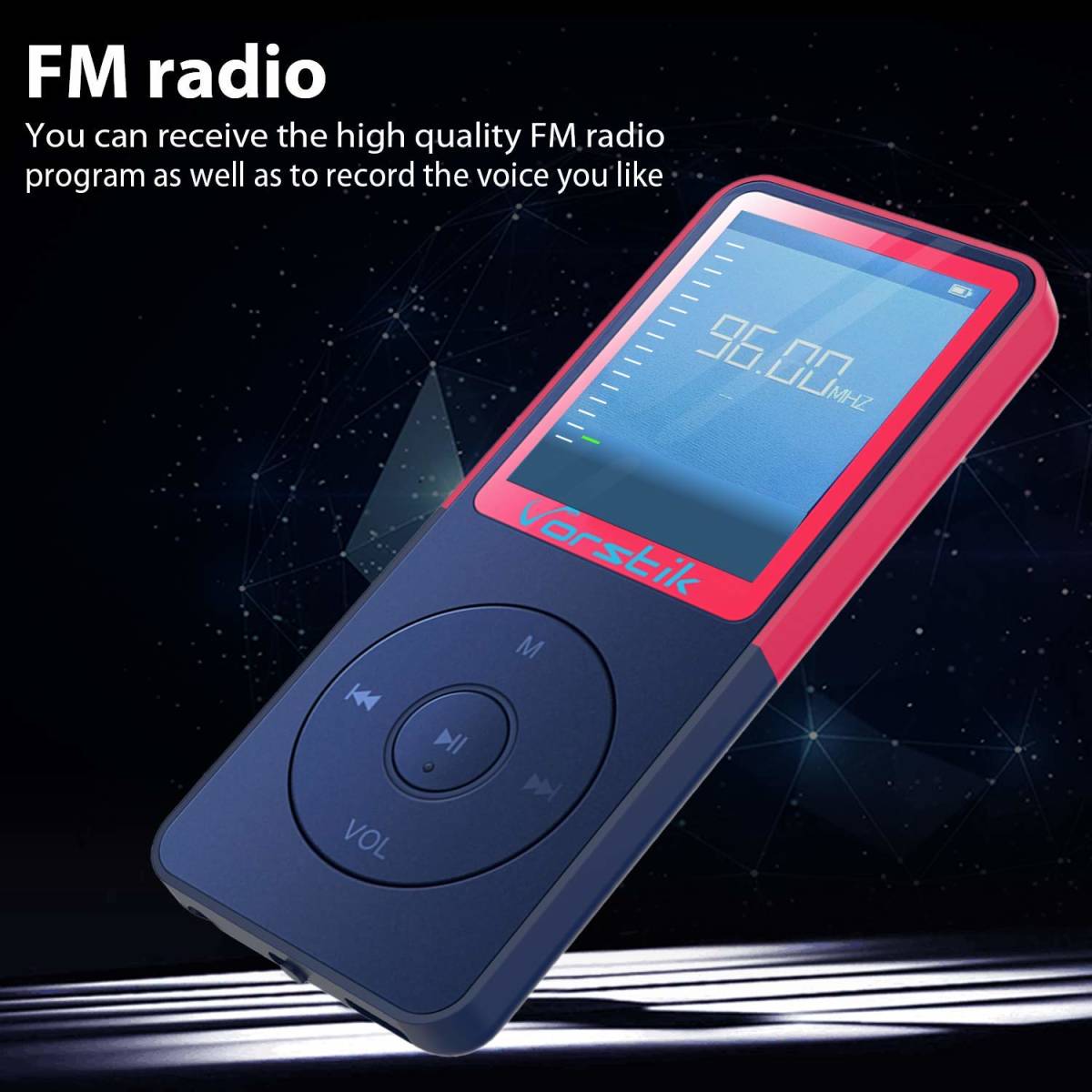  原文:新品●Vorstik MP3プレーヤー FMラジオ HIFI超高音質 デジタルオーディオプレーヤー 8GB内蔵容量 64GBまで拡張 40時間連続再生が可能 X0565