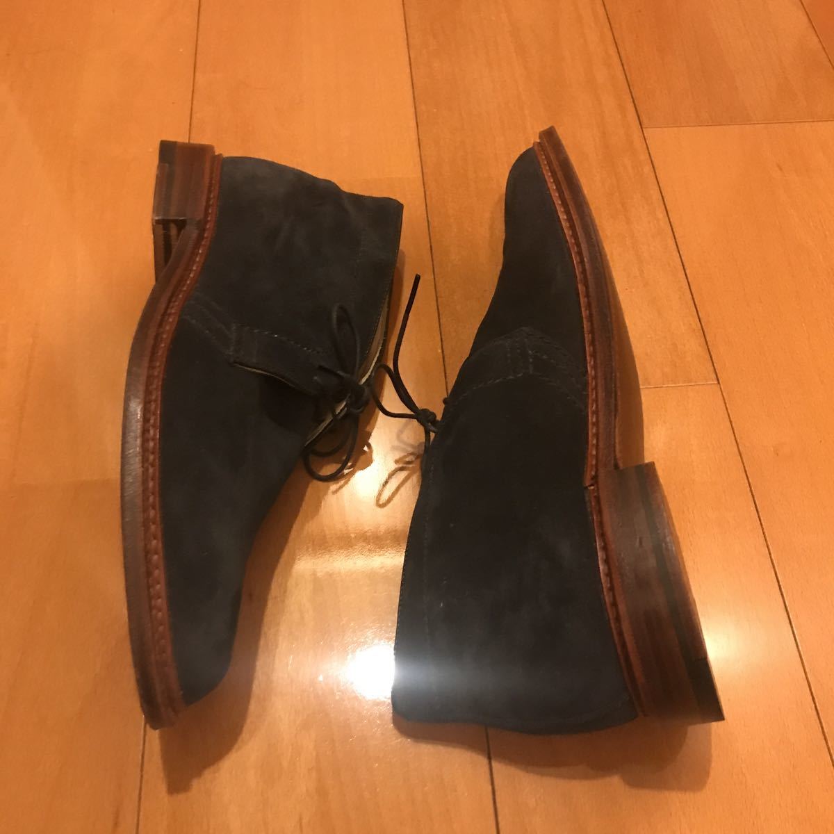 美品別注コラボ!jcrew × ALDEN チャッカーブーツ7.5/ネイビーレザー