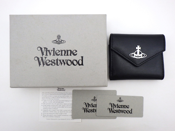 Vivienne Westwood ヴィヴィアンウエストウッド 三つ折りミニ財布 コンパクトウォレット レディース オーブ ブラック 黒