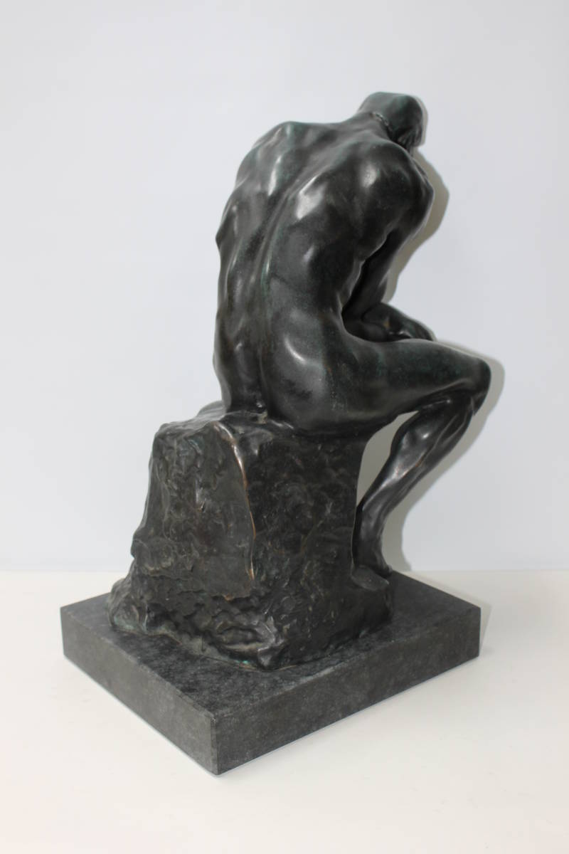 ■オーギュスト ロダン 考える人 ブロンズ像 大理石台 165体 限定品 A・Rodin 時代物_画像3