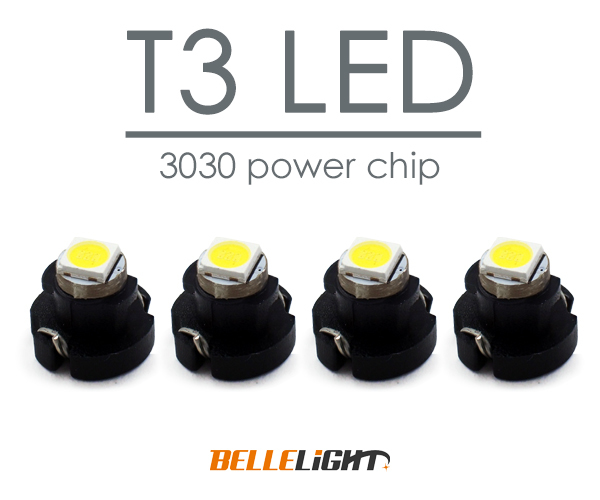 4個 T3 LED ハイパワーSMD採用 白 ミニベース メーター球 エアコン球 ダッシュボードパネル内 3030チップ ホワイト 12V用 PX021 代引き_画像1